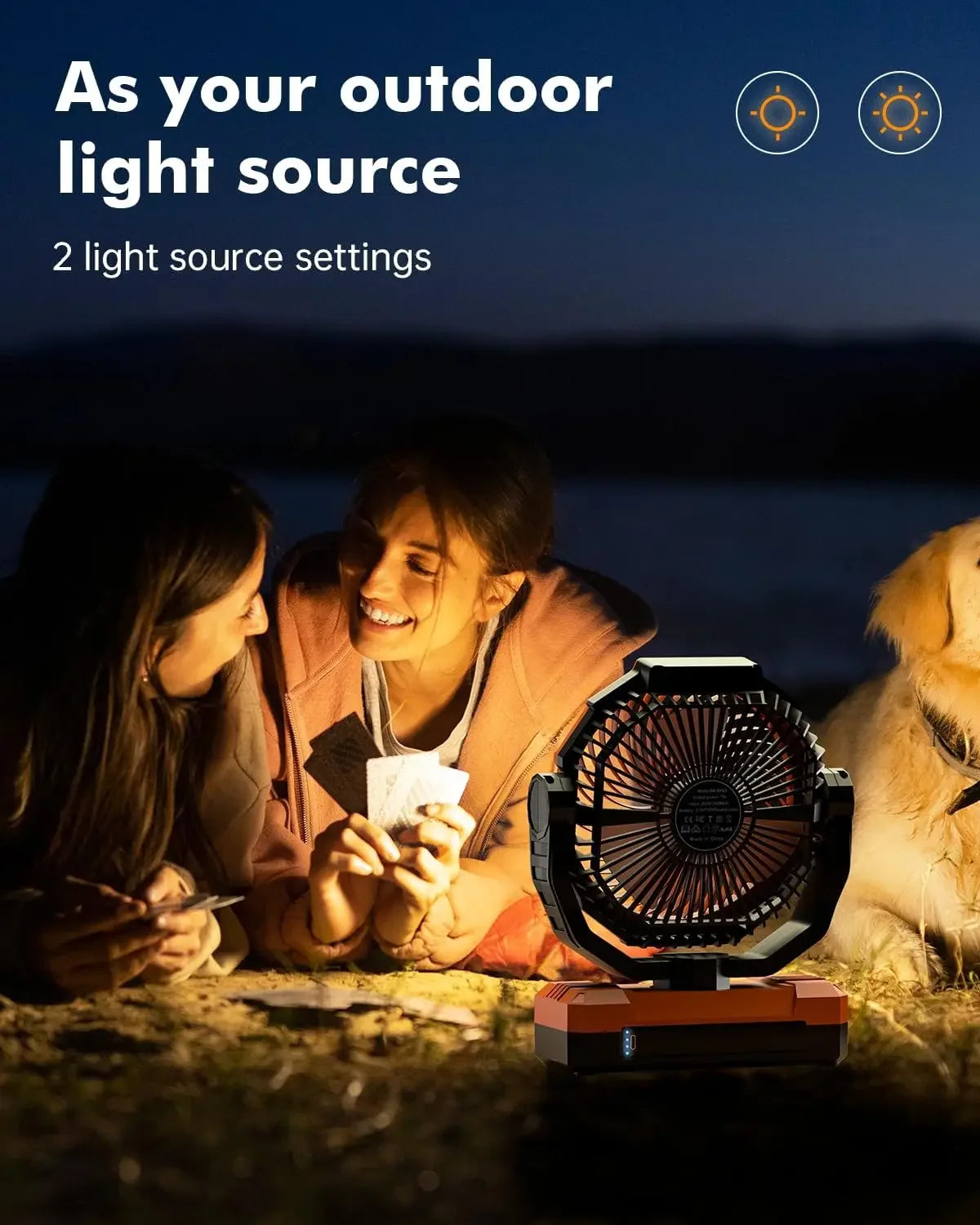 AUKYGGU Rechargeable Camping Fan With Light And Hook
