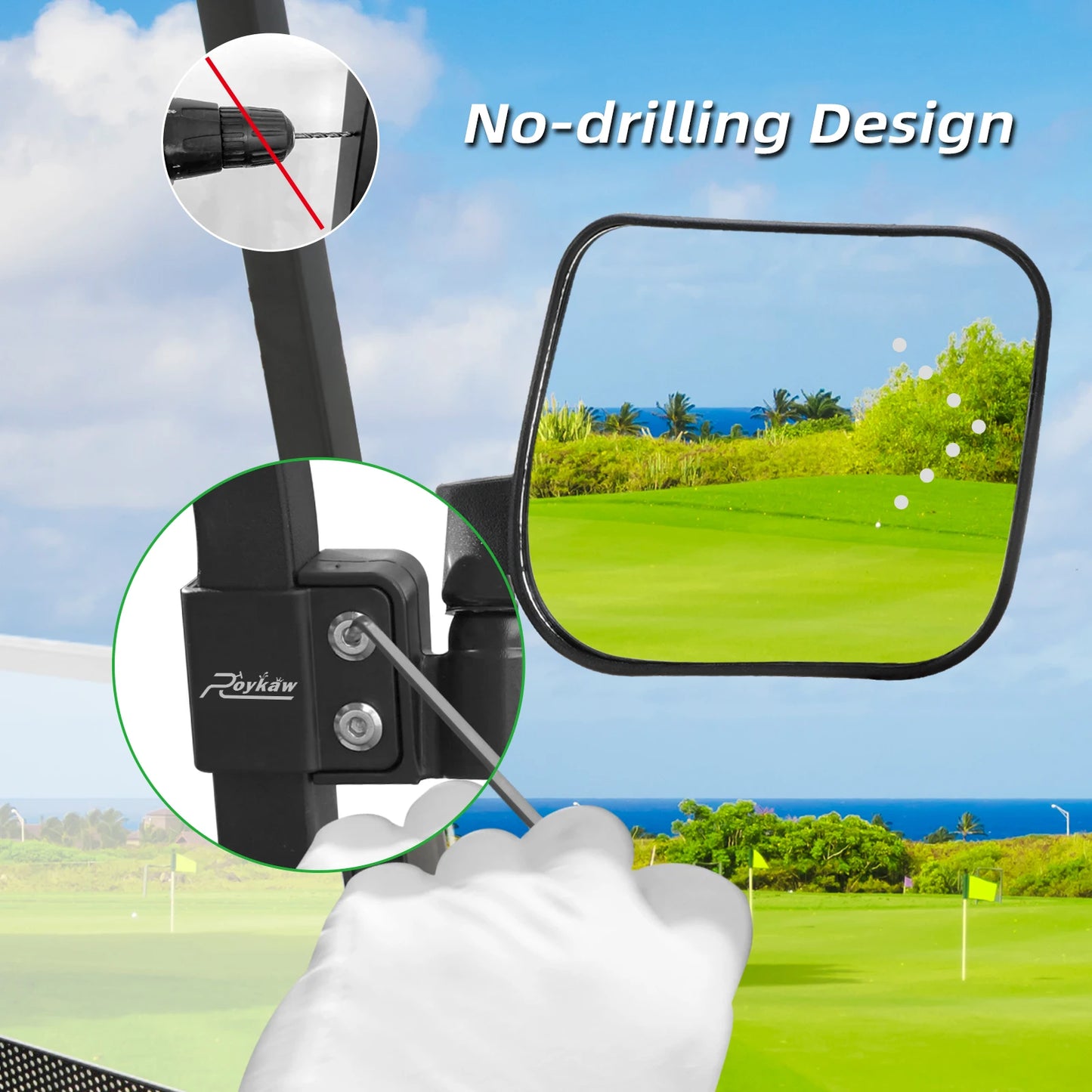 Roykaw Golf Cart Side Mirrors With Turn Signals For EZGO