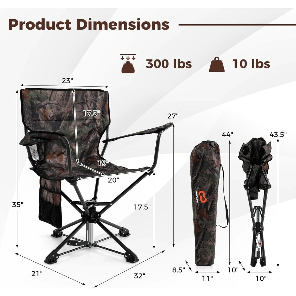 Angduo Swivel Hunting Chair Cup Holder 360 Folding Blind