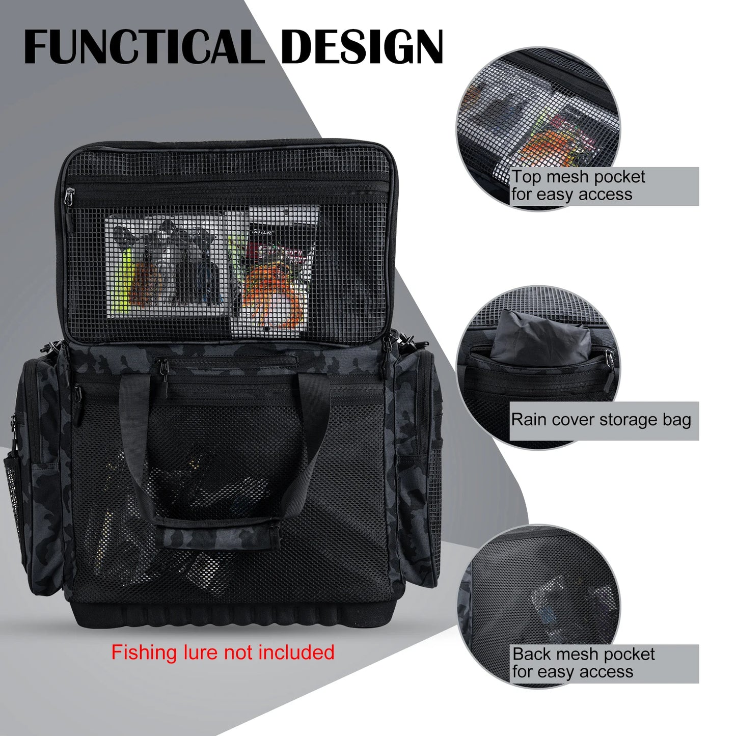Goture Fishing Tackle Backpack With Rod Holder Waterproof