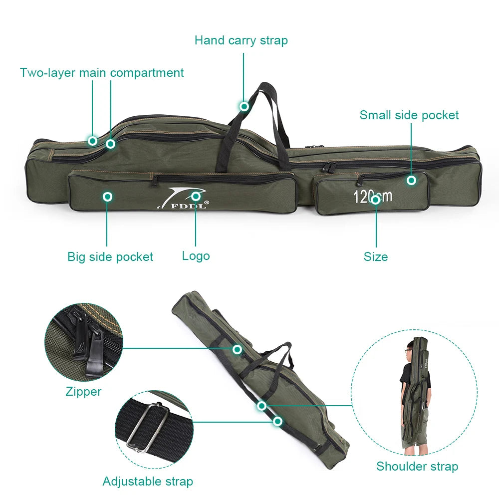 Canvas Folding Fishing Rod Carrier Bag
