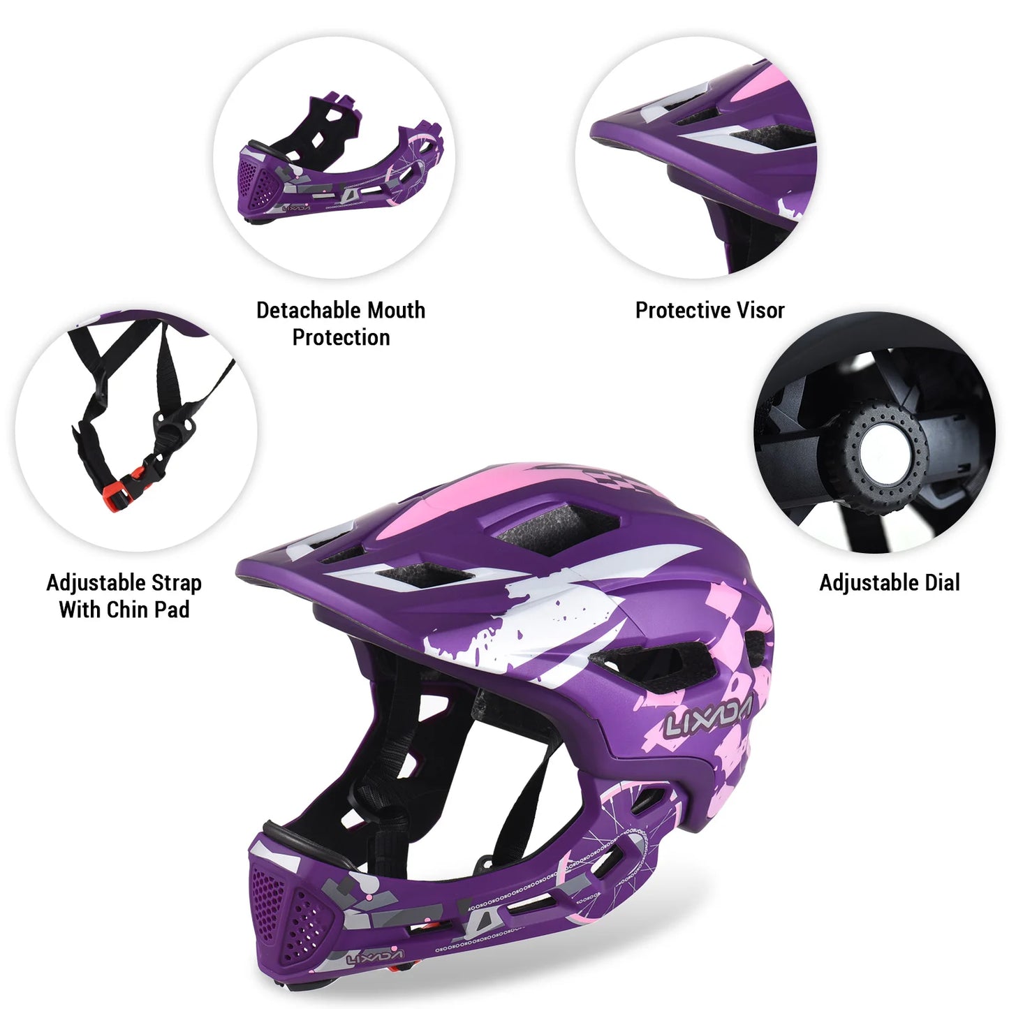 Kids Detachable Full Face Bicycle Helmet