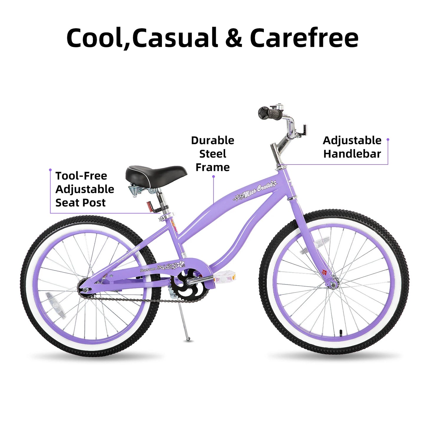 JOYSTAR Beach Cruiser Bike All Ages Single Speed Coaster Brake Sturdy Steel Frame