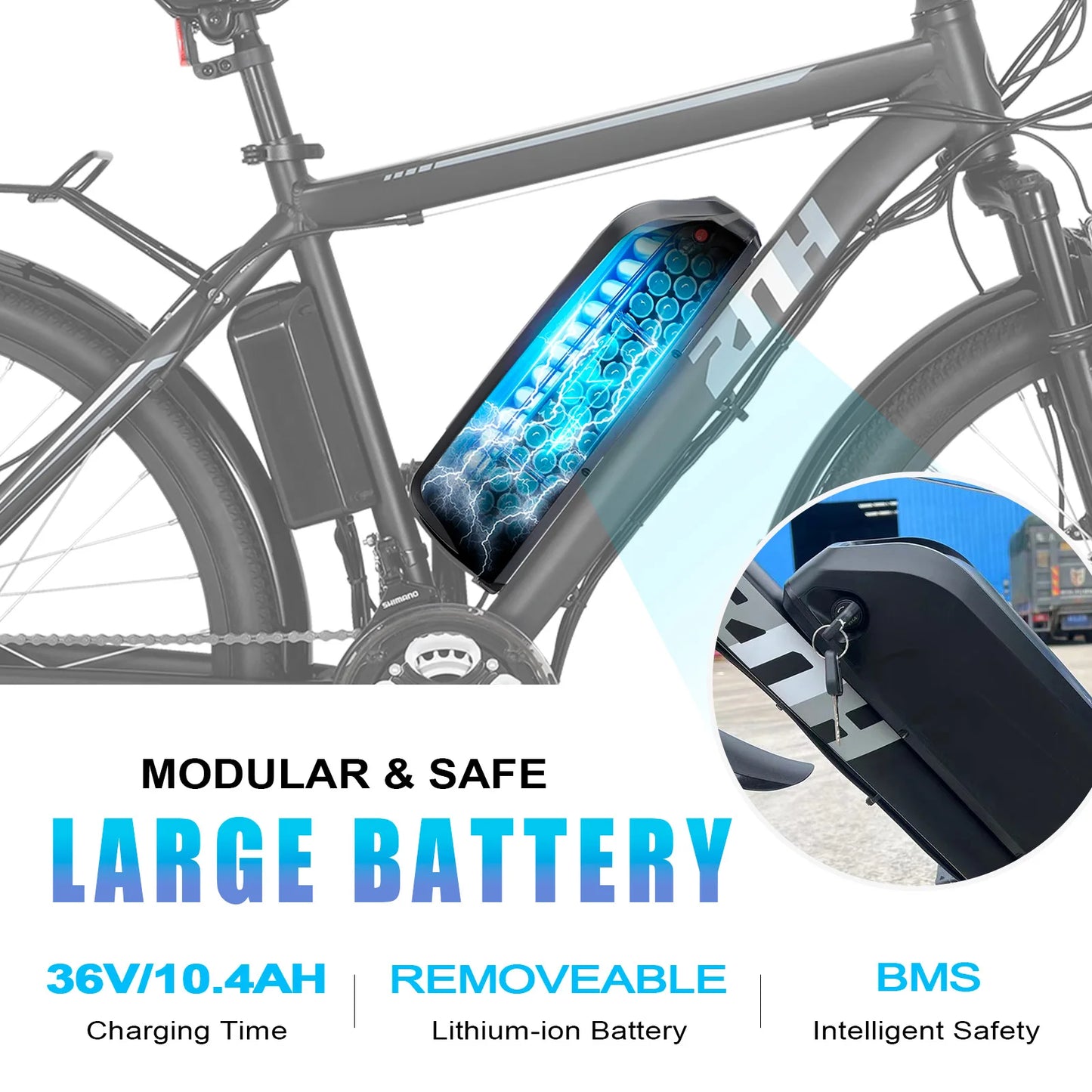ZNHE 500W Electric Mountain Bike Fat Tire Ebike 21 Speed