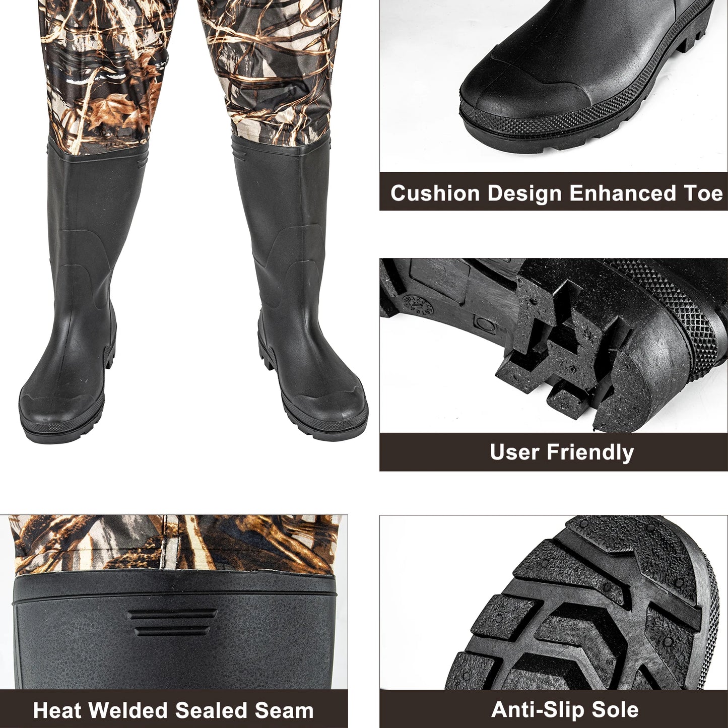 Mens Waterproof Chest Waders With Built In Boots Nylon PVC