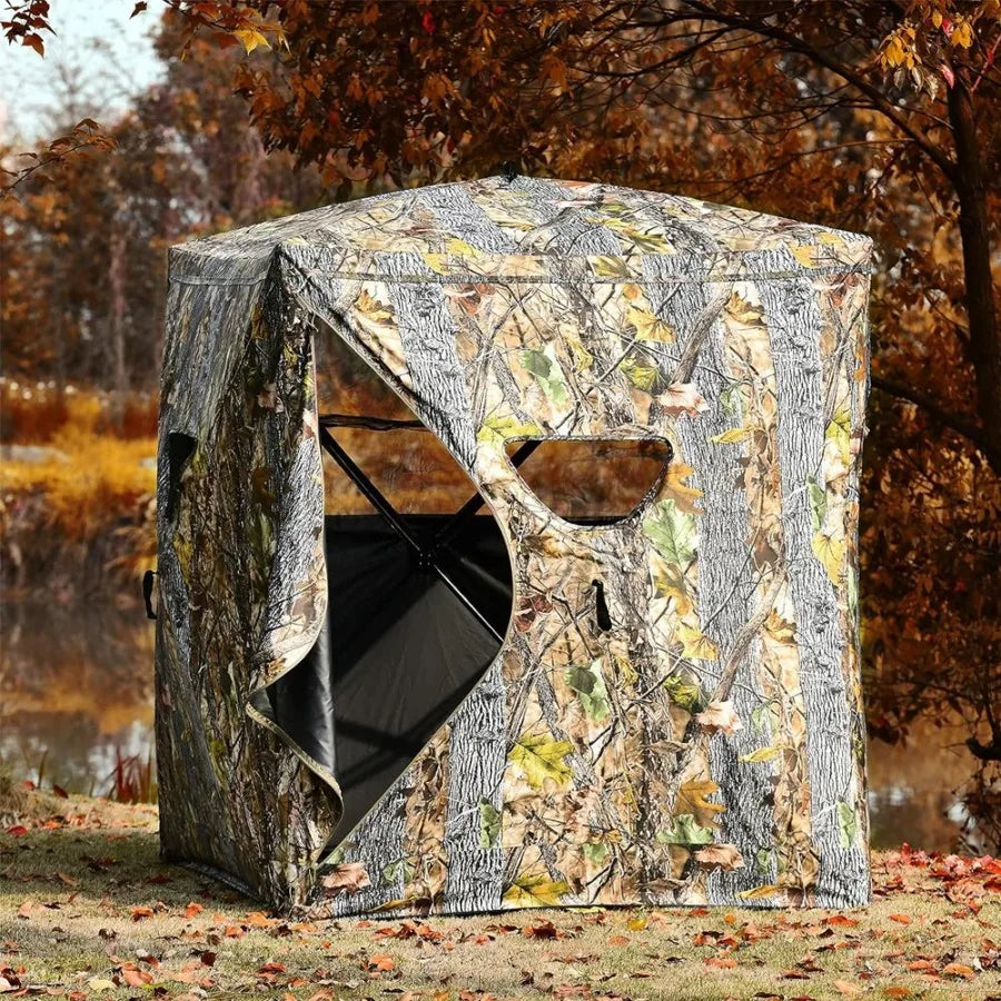 Three Person Portable Pop Up Hunting Blind With Tiedowns