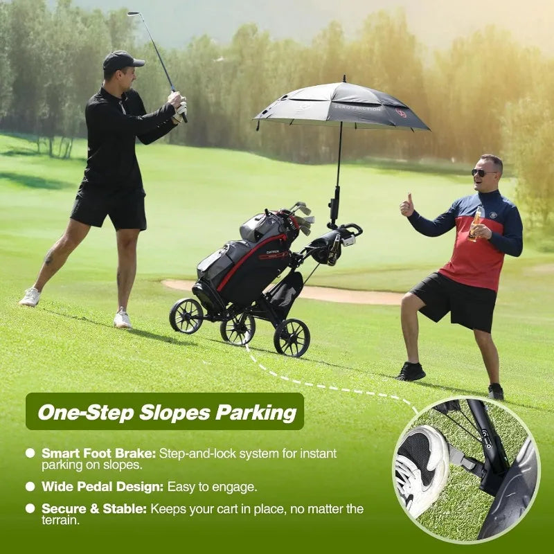 Three Wheel Golf Push Cart Lightweight Folding Trolley