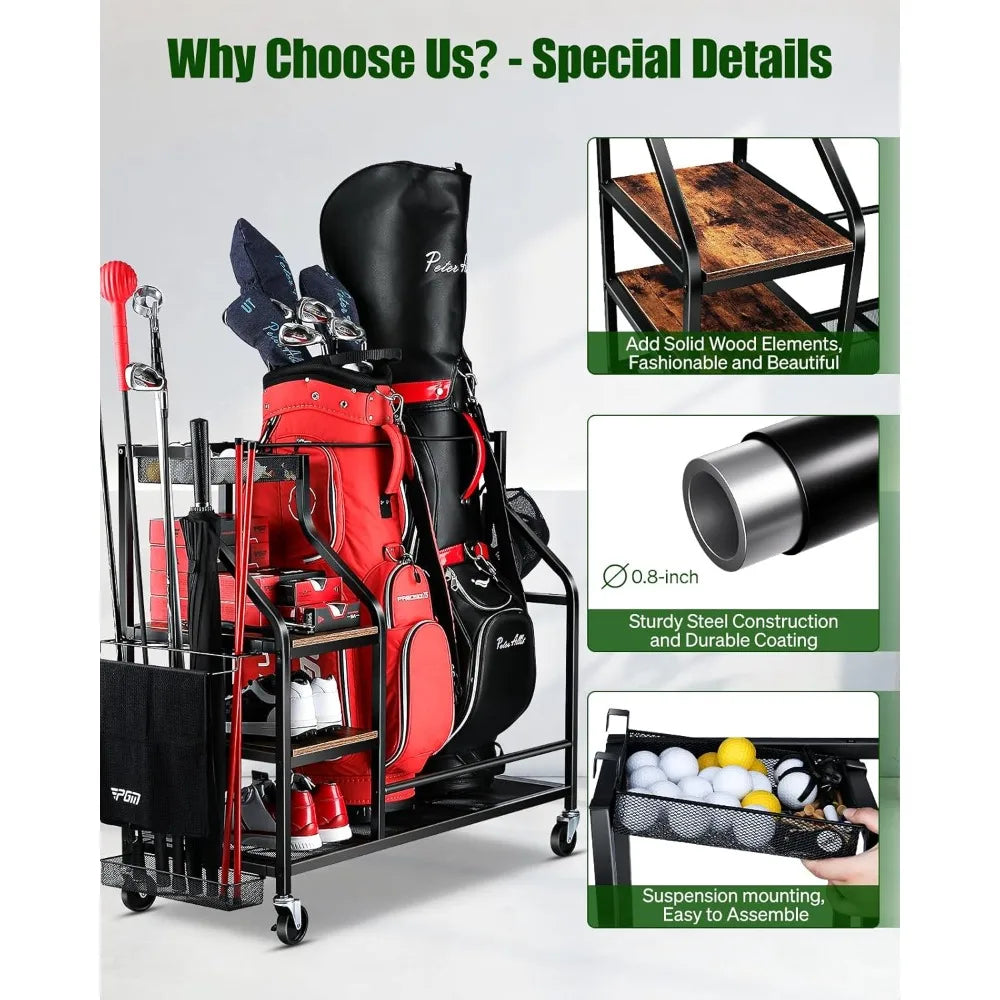 Golf Bags Storage Organizer Stand For Golf Equipment