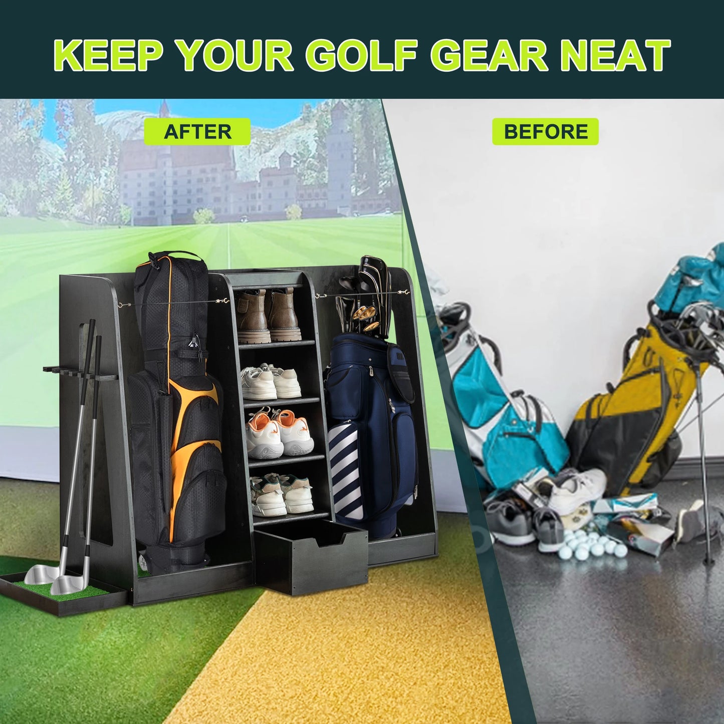 Pro Gear Sporting Goods Wooden Golf Bag Storage Rack