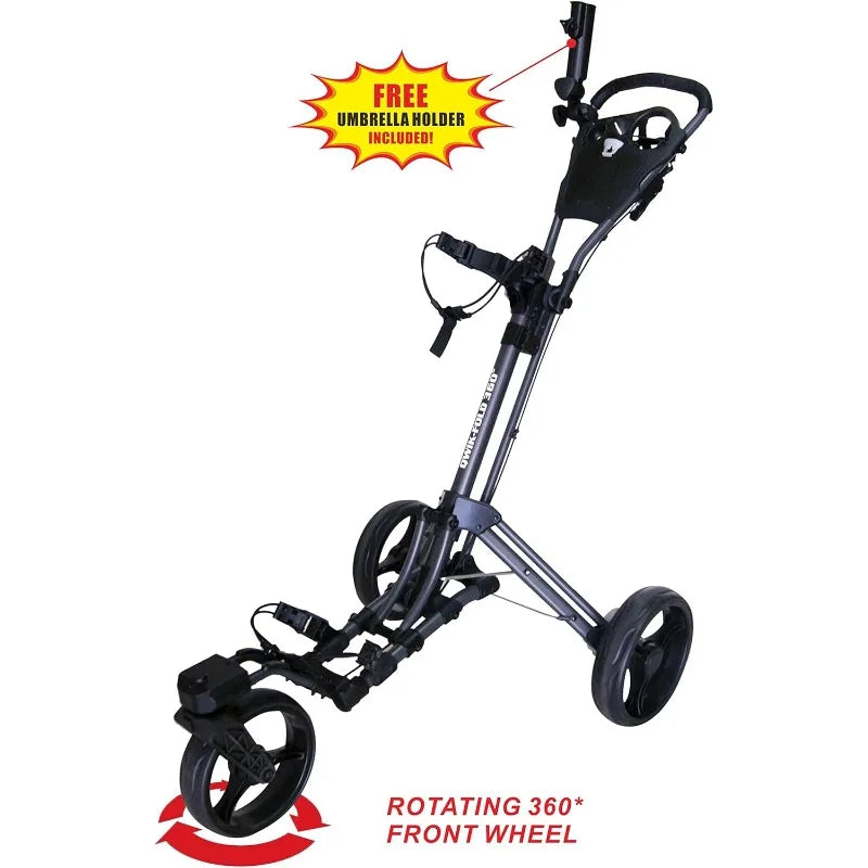 YTYIN Golf Push Cart 3 Wheel With 360 Rotating Front Wheel