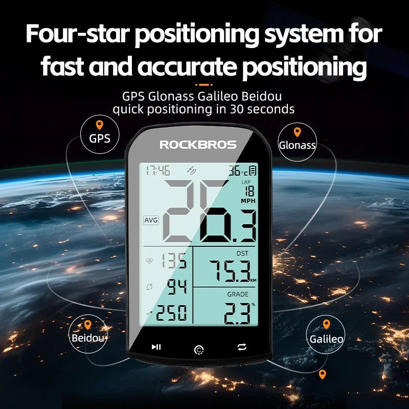 ROCKBROS GPS Cycling Computer Wireless Waterproof Speedo