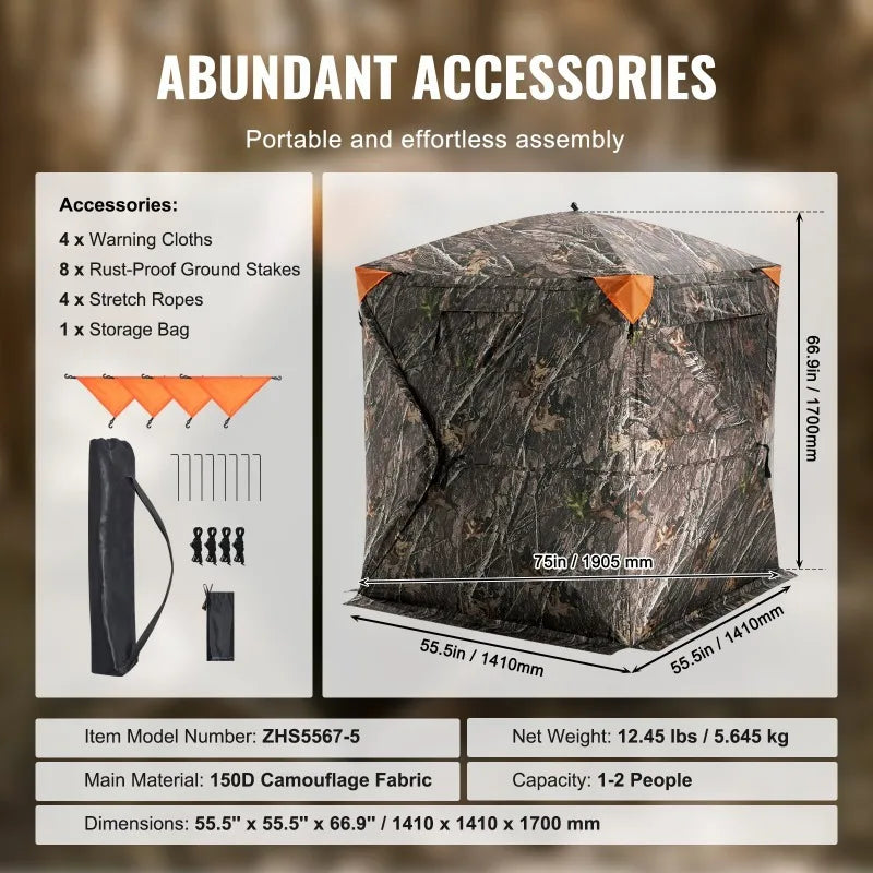 Portable 270 Degree See Through Ground Hunting Blind 1 2