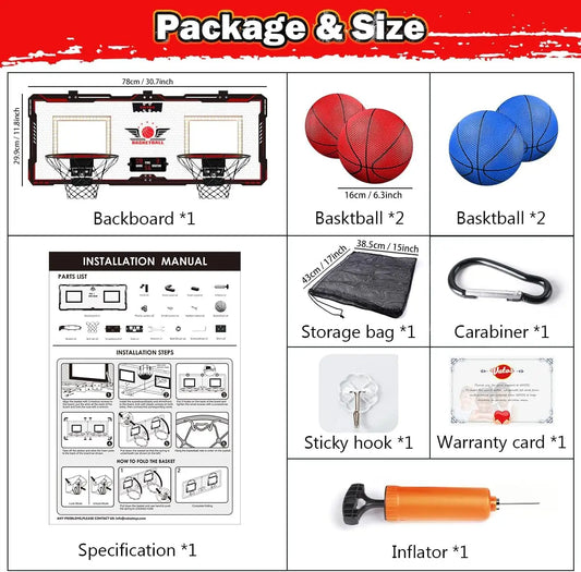 VATOS Dual Indoor Outdoor Mini Basketball Hoop Set With Scoreboard