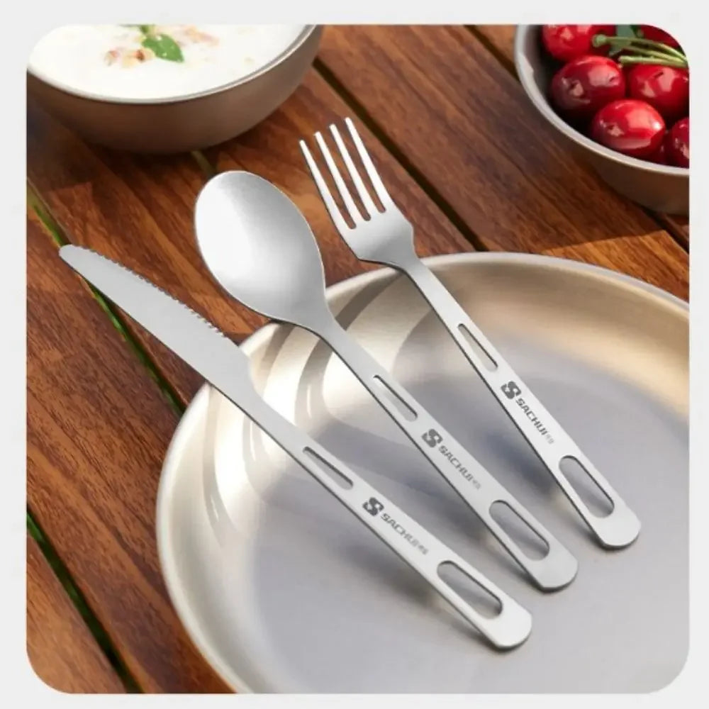 Lightweight Titanium Long Handle Spoon Fork For Camping EDC