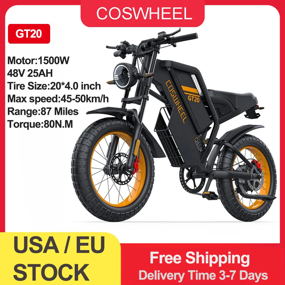 Coswheel Electric Off Road Fat Tire Mountain Ebike Pro