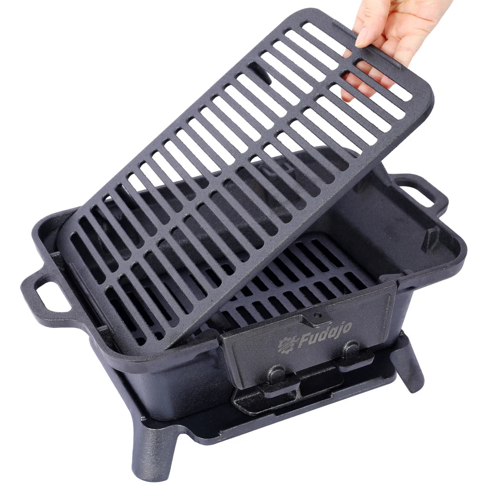 Portable Oval Cast Iron Enameled Grill