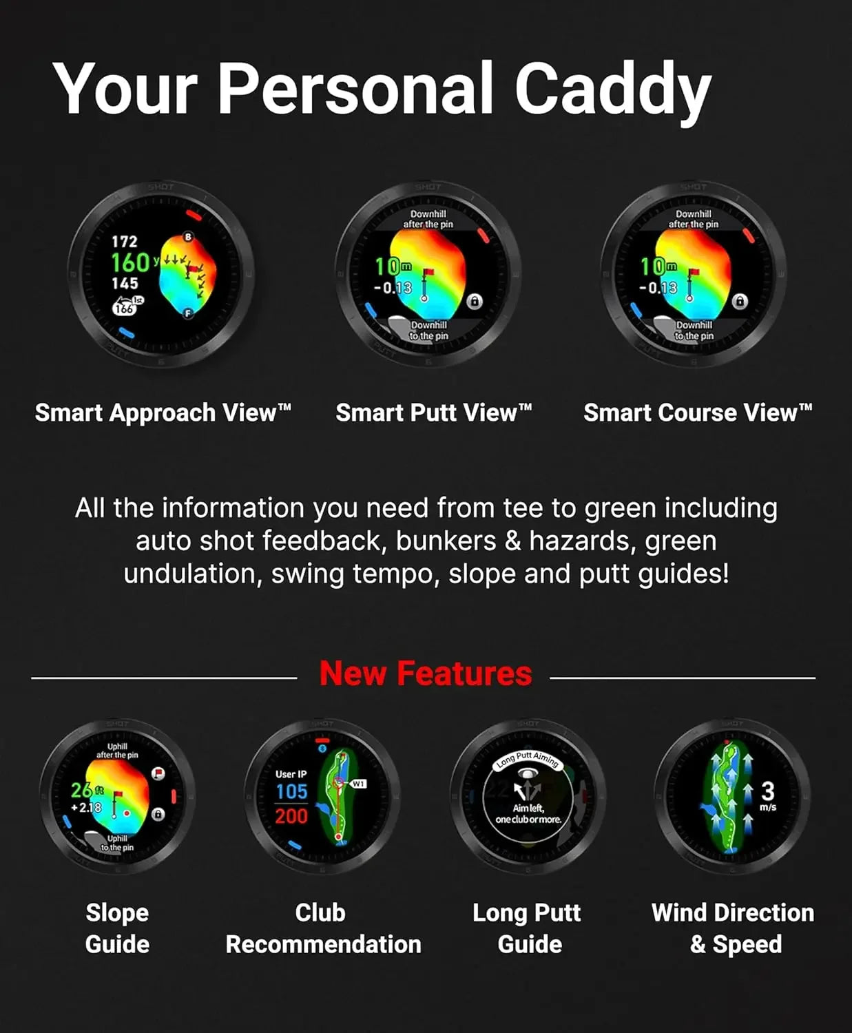 Hign Concerned T11 Pro GPS Golf Watch Swing Analyzer