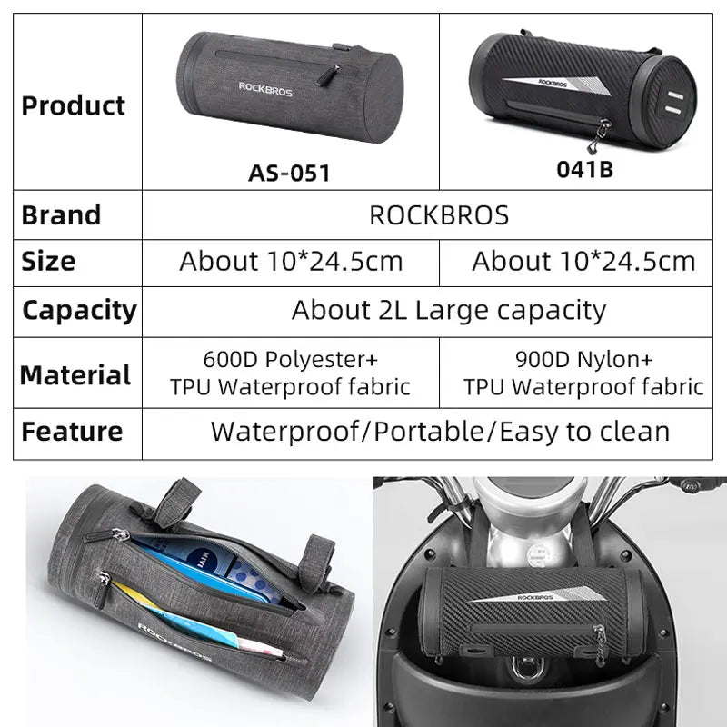 ROCKBROS Waterproof Bike Handlebar Bag Large Capacity