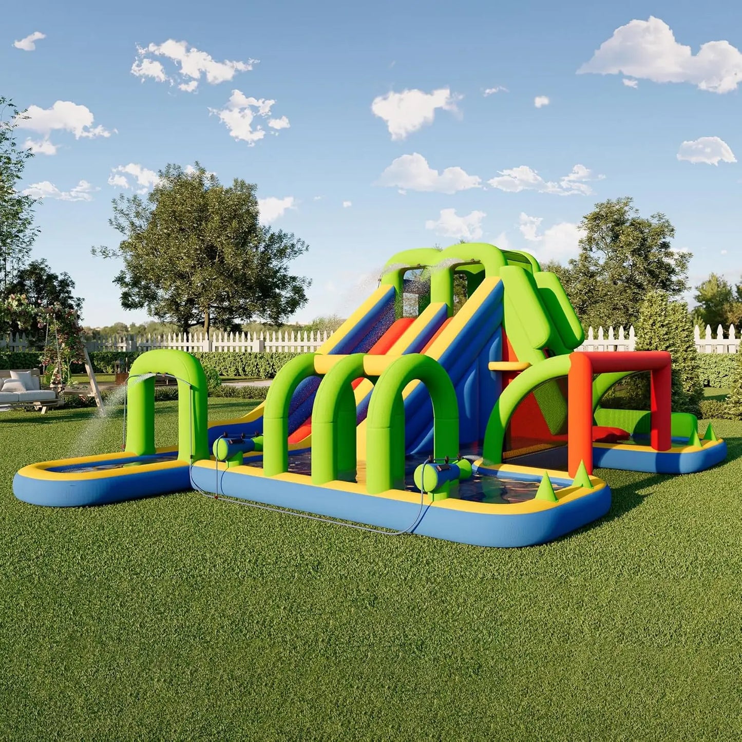 Inflatable Bounce House Castle With Slide And Air Blower For Outdoor Indoor Use Oxford Fabric