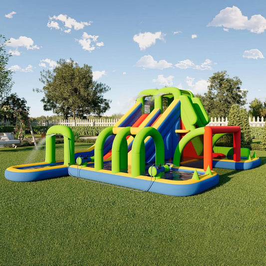 Inflatable Bounce House Castle With Slide And Air Blower For Outdoor Indoor Use Oxford Fabric