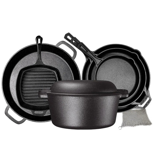 YTYINH 8 Piece Cast Iron Camping Cookware Set Durable
