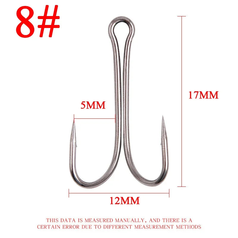 Fishing Long Shank Double Hook Barbed Weedless Jig Hooks