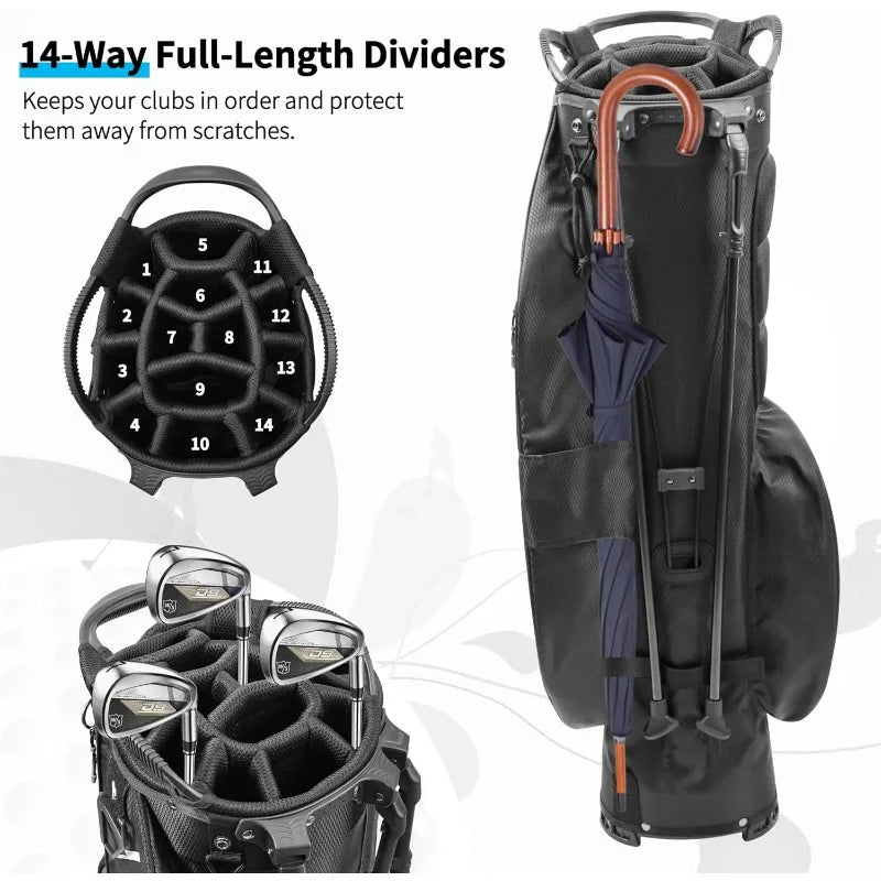 Pro Gear Sporting Goods Waterproof Golf Stand Bag 14 Way