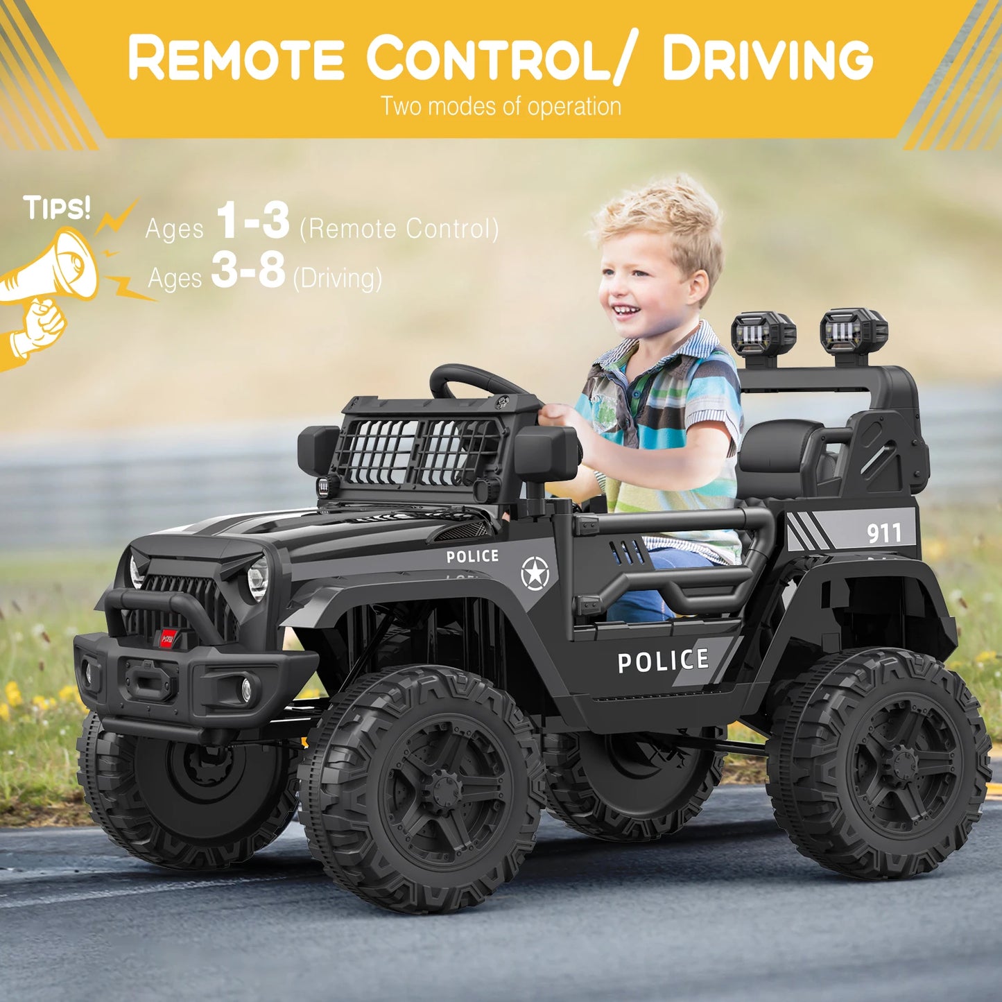HiMISSE 12V Kids Ride On Car Remote Control Truck Toy