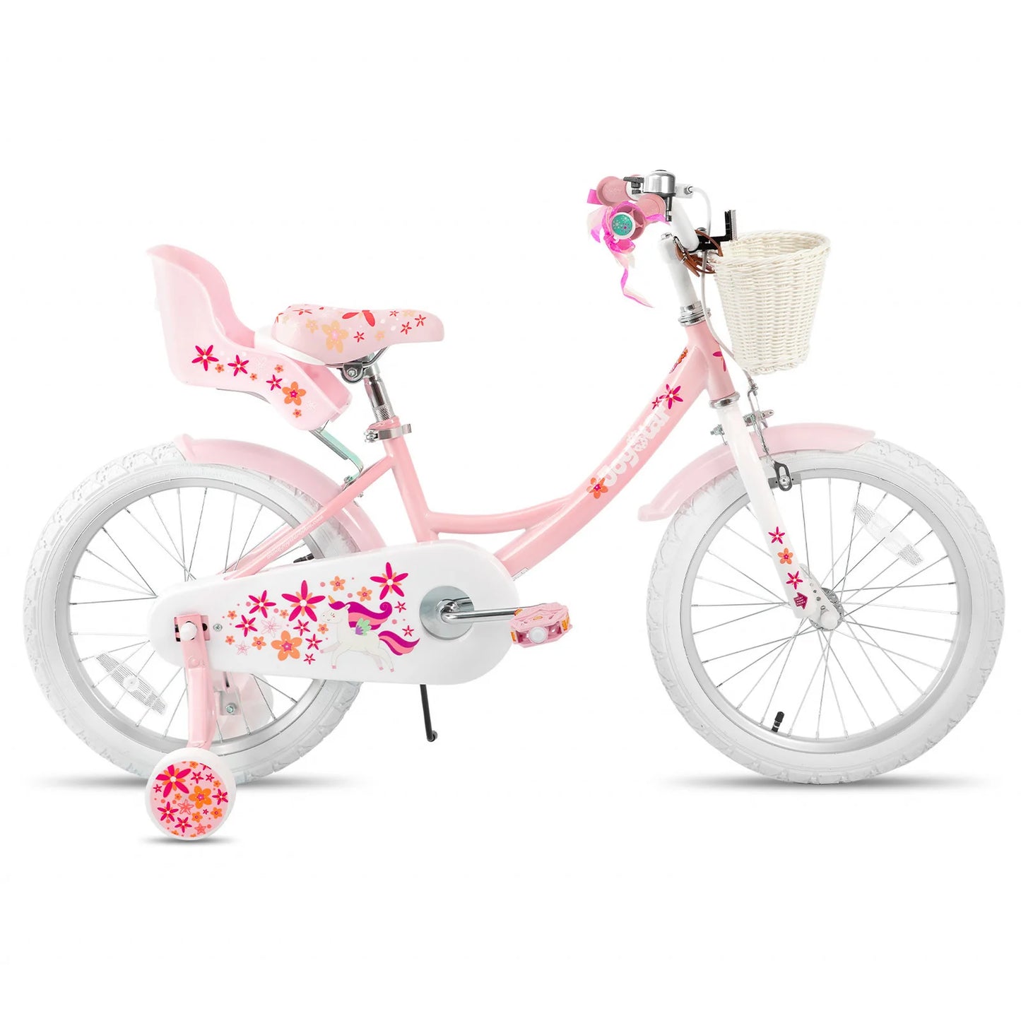 JOYSTAR Unicorn Girls Bike With Training Wheels And Basket