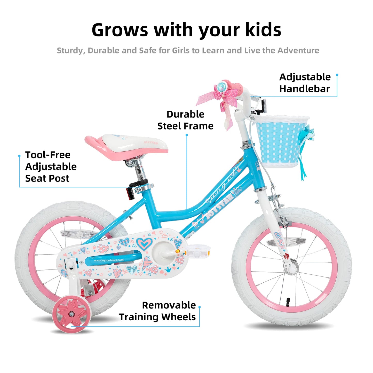 Joystar Girls Bike With Basket And Training Wheels