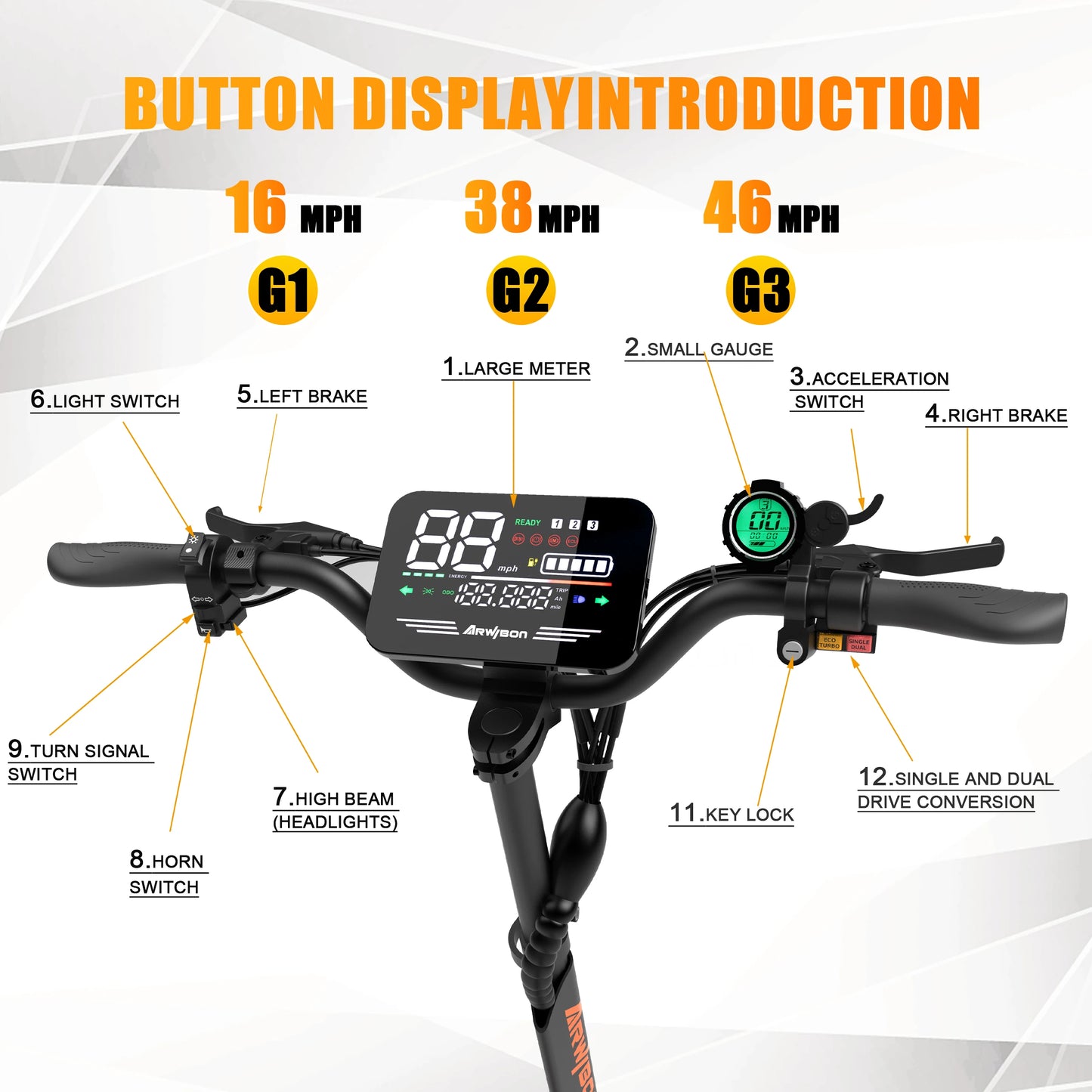 Arwibon 5600W Electric Scooter Dual Motor Folding Seat