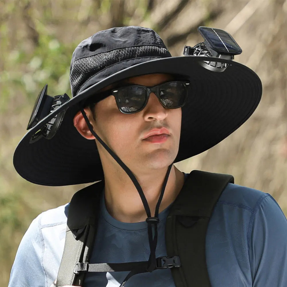 Guangdong Solar Fan Wide Brim Outdoor Fishing Sun Hat USB