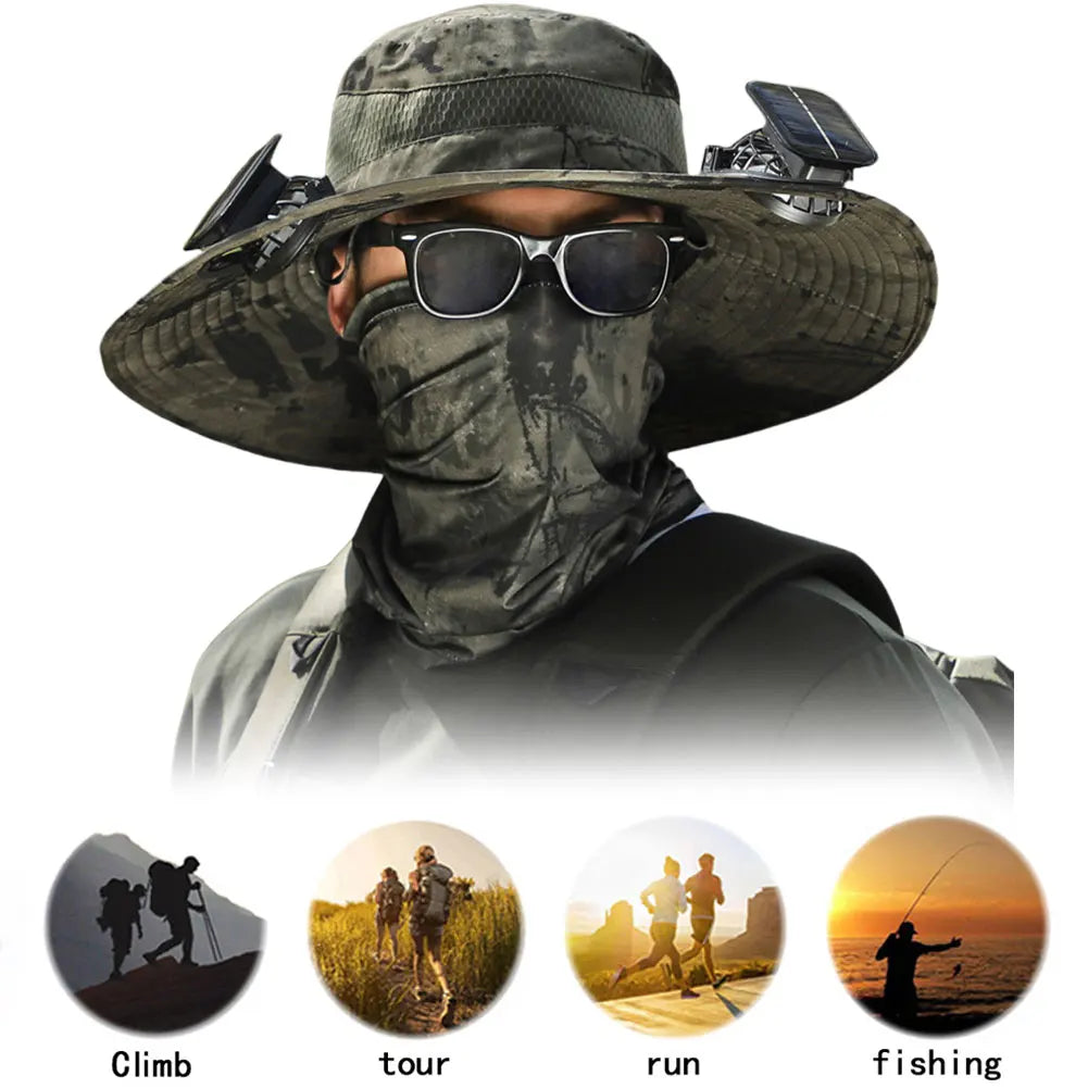 Guangdong Solar Fan Wide Brim Outdoor Fishing Sun Hat USB