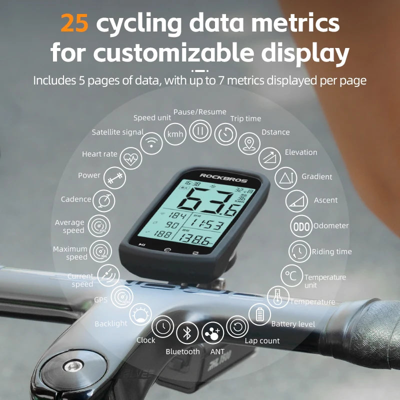 ROCKBROS GPS Cycling Computer Wireless Waterproof Speedo