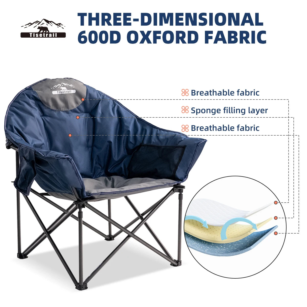Tisetrail Oversized Padded Moon Saucer Camping Chair