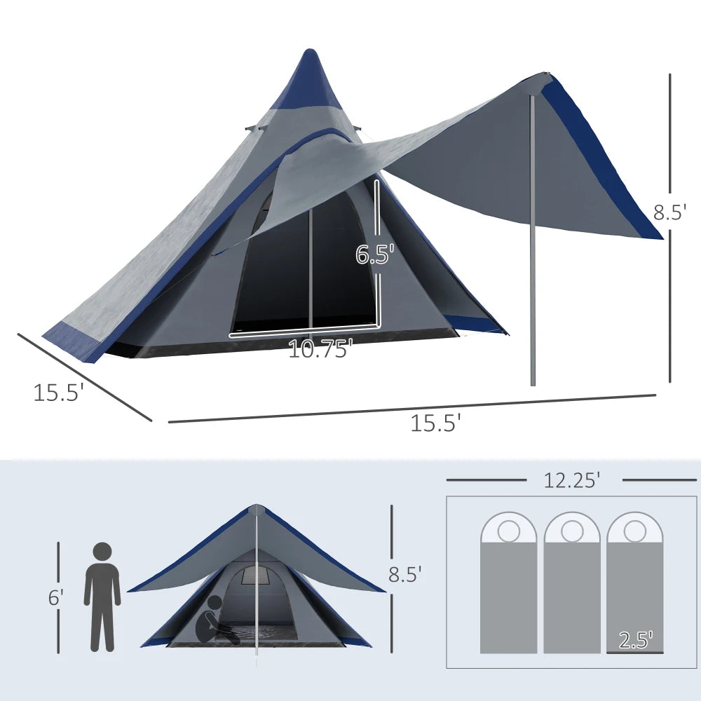 Pro Gear Sporting Goods Waterproof Teepee Tent Quick Setup