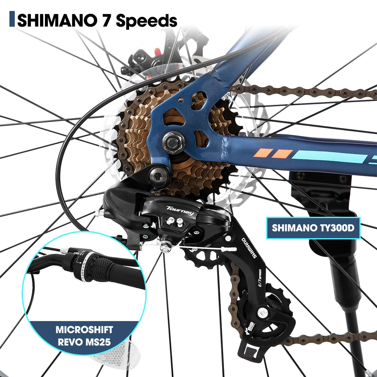 Hiland Fat Tire Kids Mountain Bike For Ages 5 And Up Shimano 7-Speed Front And Rear Disc Brakes