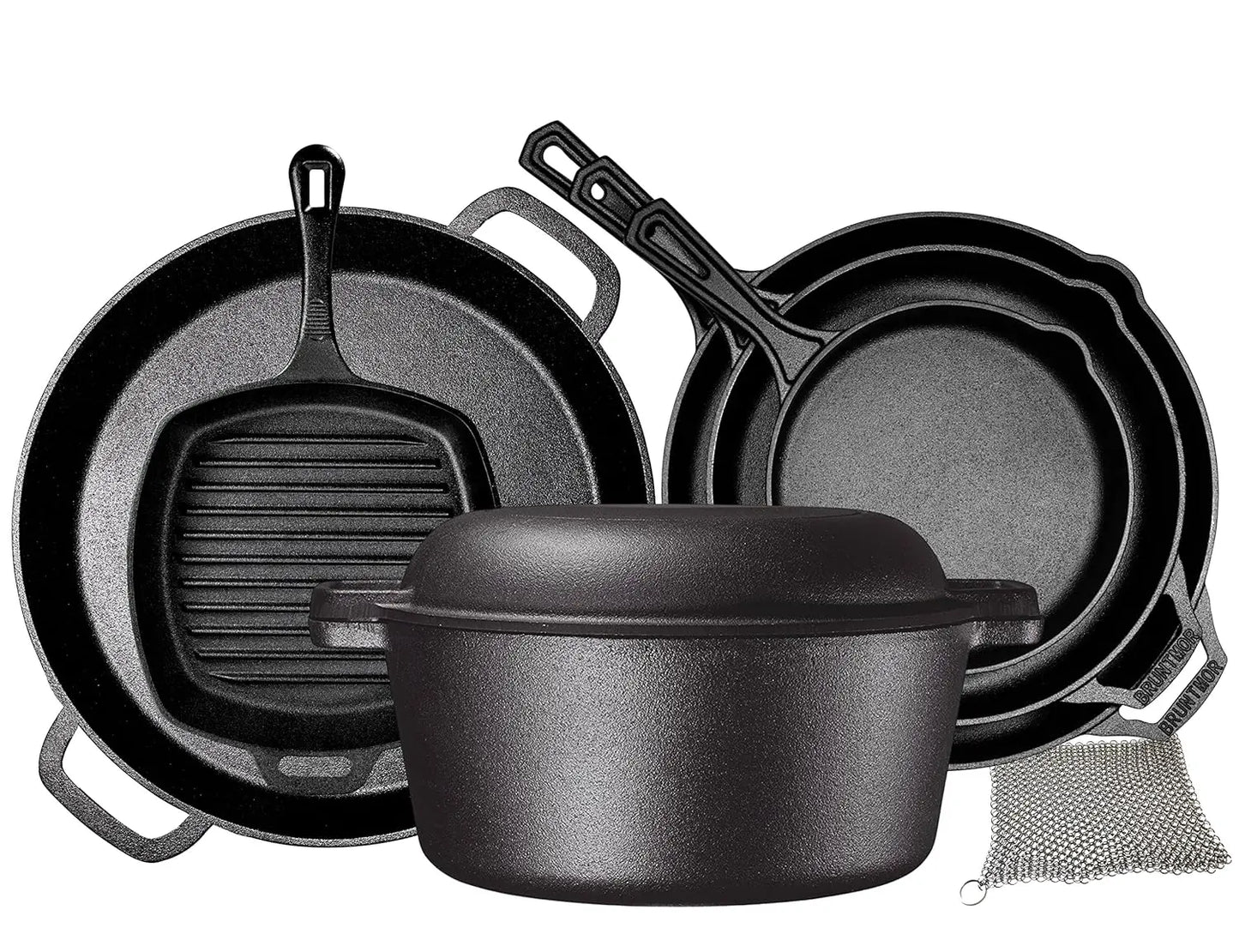 YTYINH 8 Piece Cast Iron Camping Cookware Set Durable
