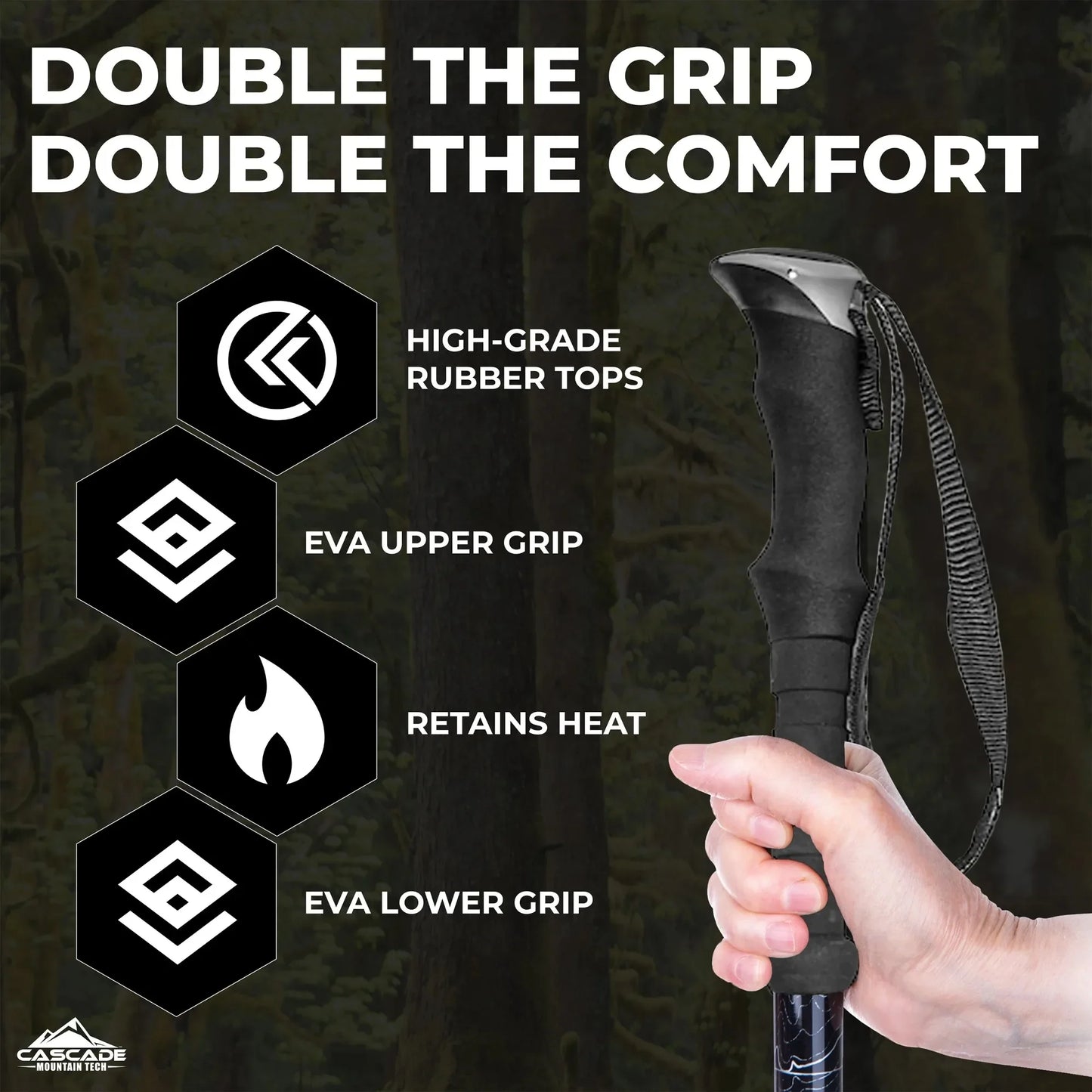 Pro Gear Carbon Fiber Trekking Poles With EVA Grip Elite