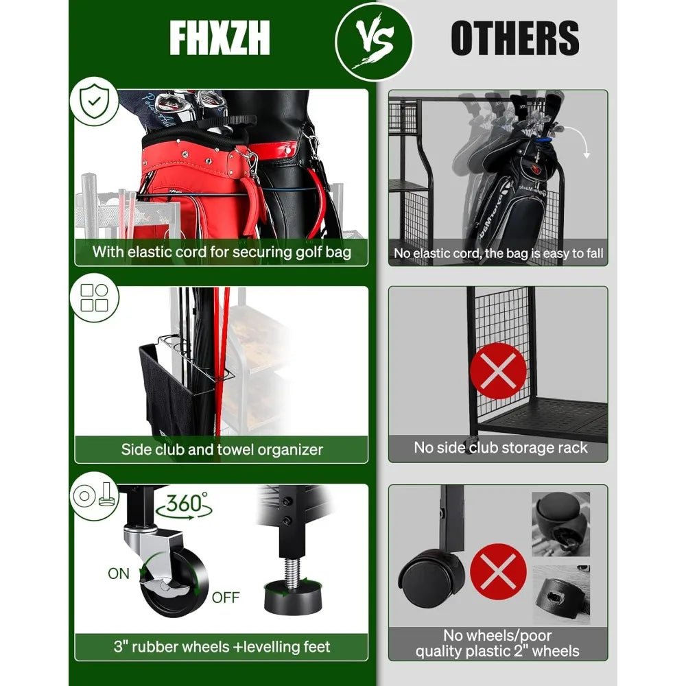 Golf Bags Storage Organizer Stand For Golf Equipment