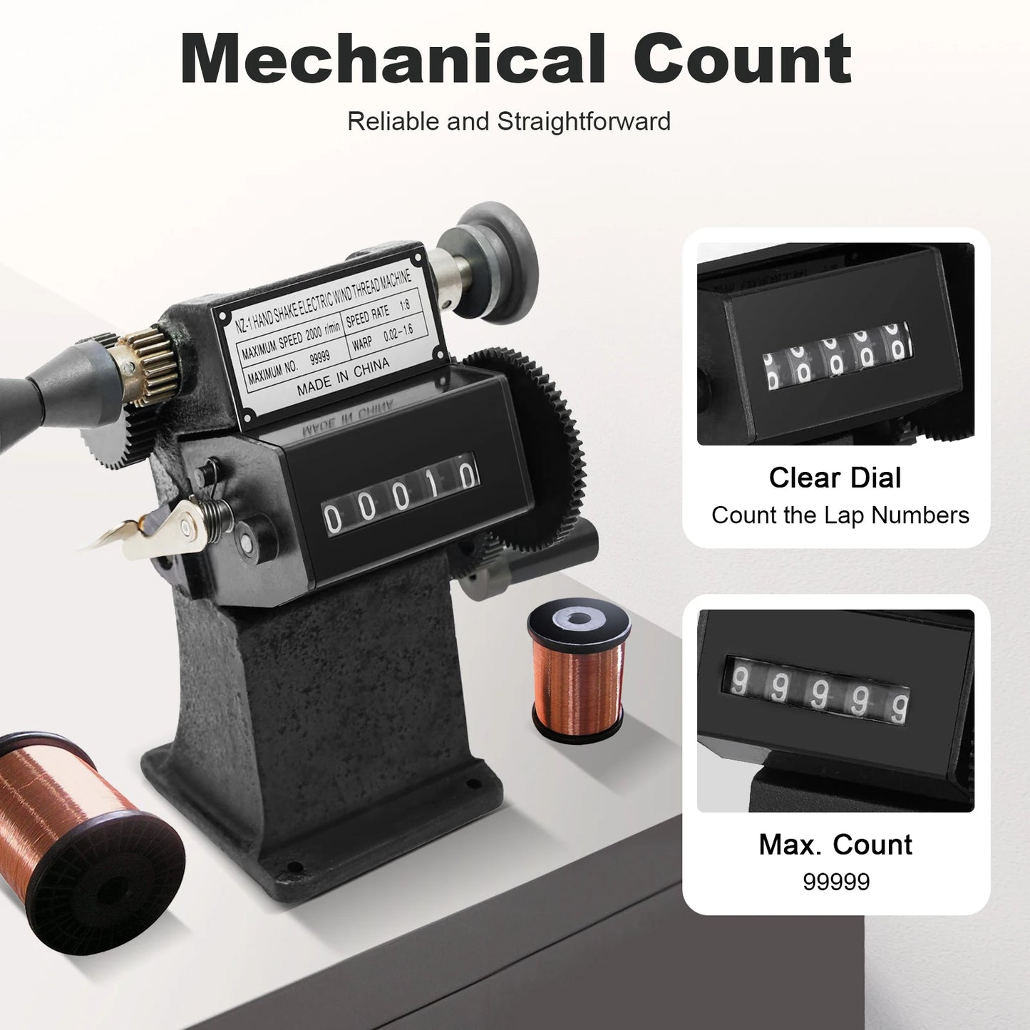 Fishing Line Spooler With Counting Machine Cast Iron