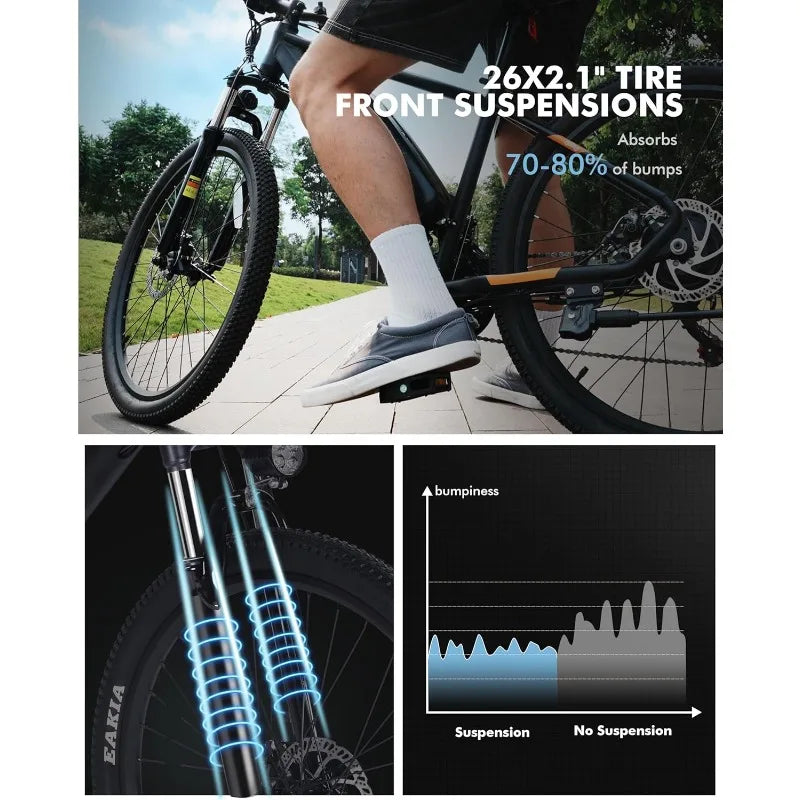 YTYINF Racer Electric Folding Mountain Bike 21 Speed Ebike