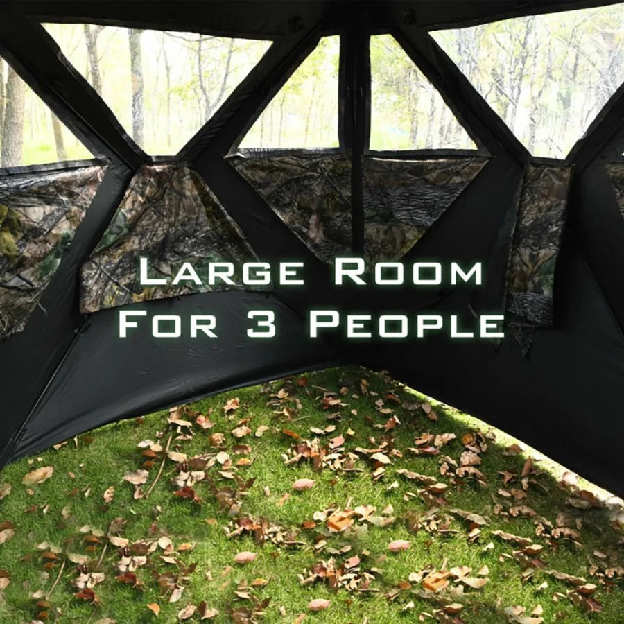 Three Person Portable Pop Up Hunting Blind With Tiedowns