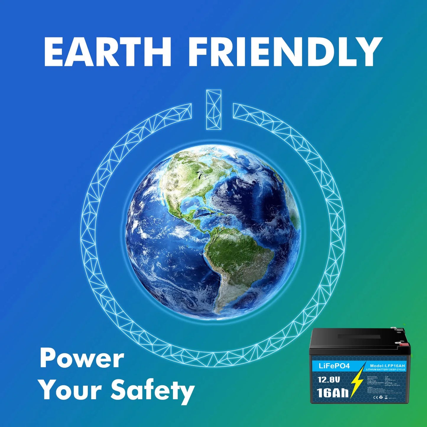 JYJZPB 12V LiFePO4 16Ah Marine Battery With 16A BMS