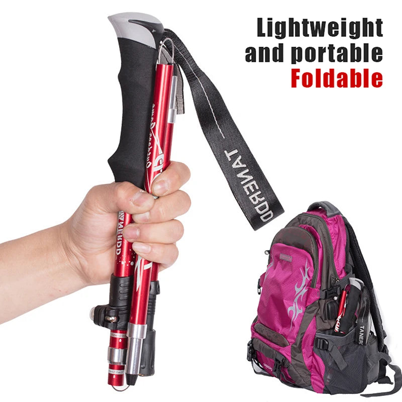 Jetting Telescopic Folding Trekking Pole Outdoor Hiking