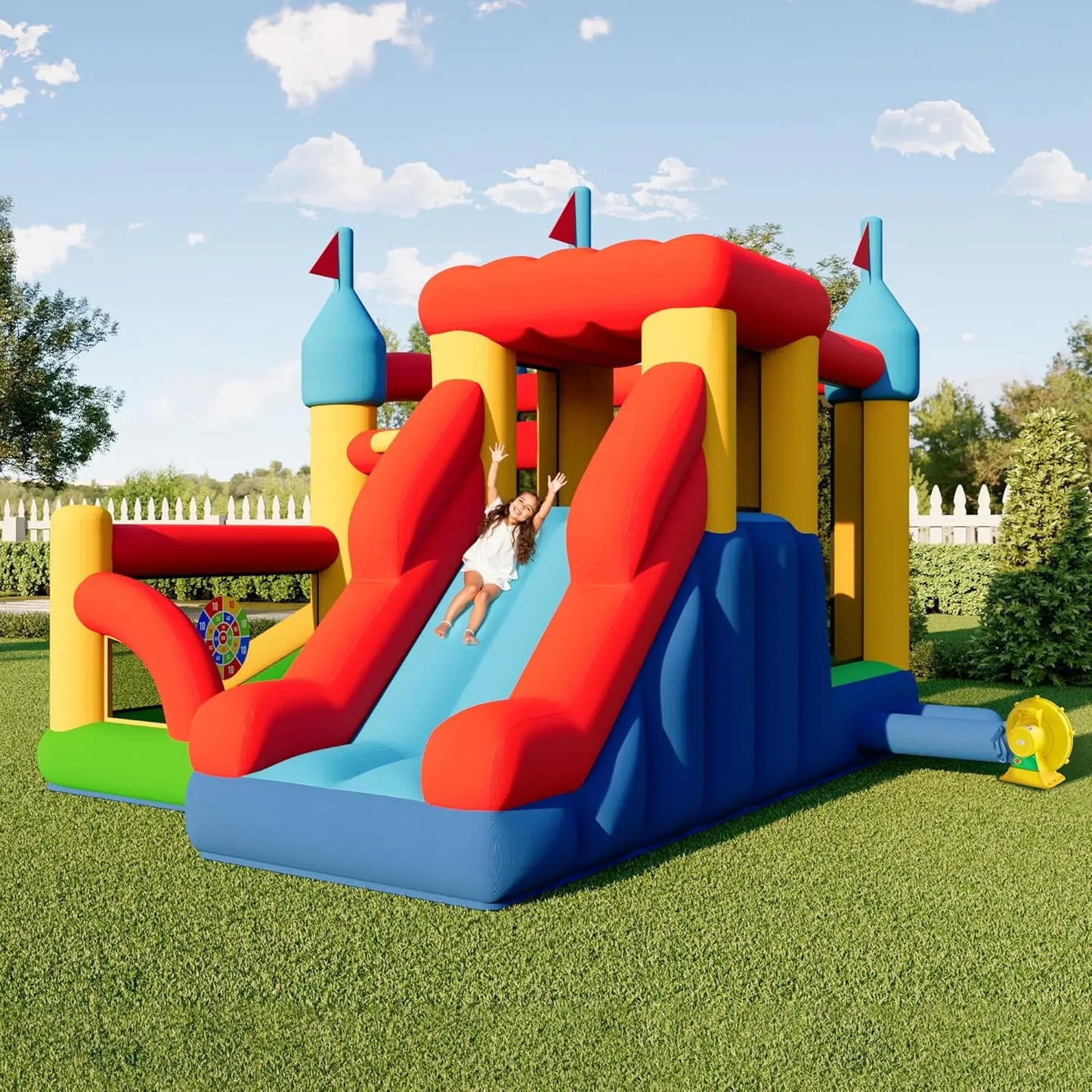 Inflatable Bounce House Castle With Slide And Air Blower For Outdoor Indoor Use Oxford Fabric