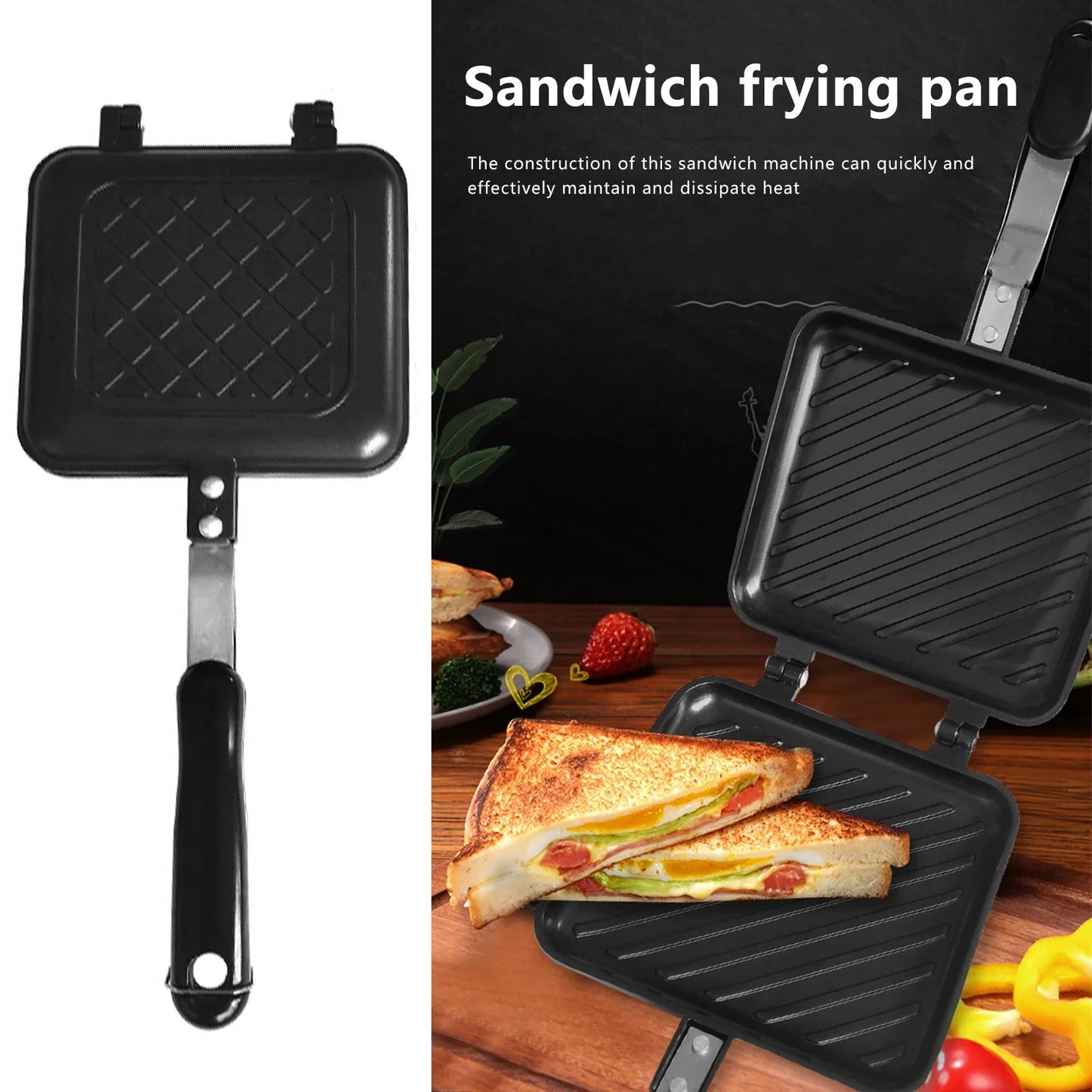 Shunmaii Double Sided Nonstick Sandwich Waffle Pan Griddle