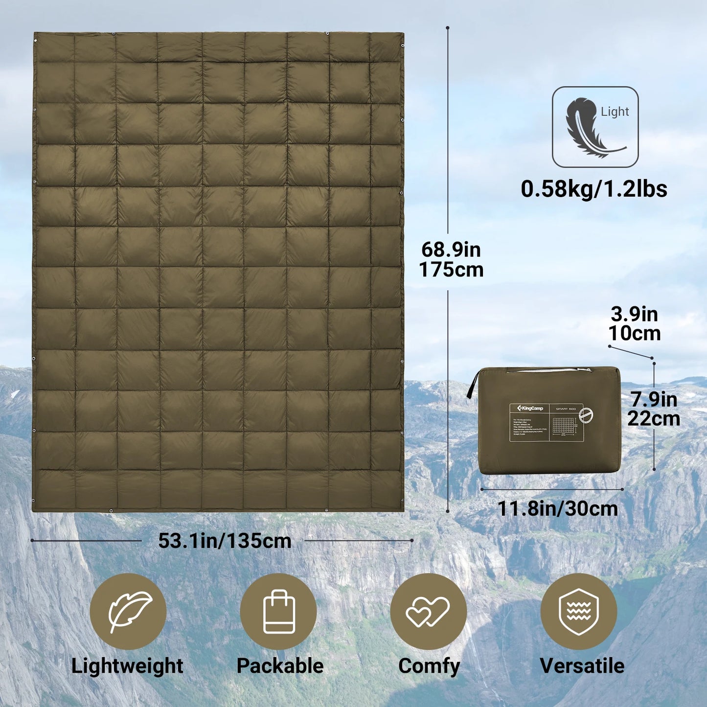 KingCamp Foldable Outdoor Blanket With Buckles For Camping