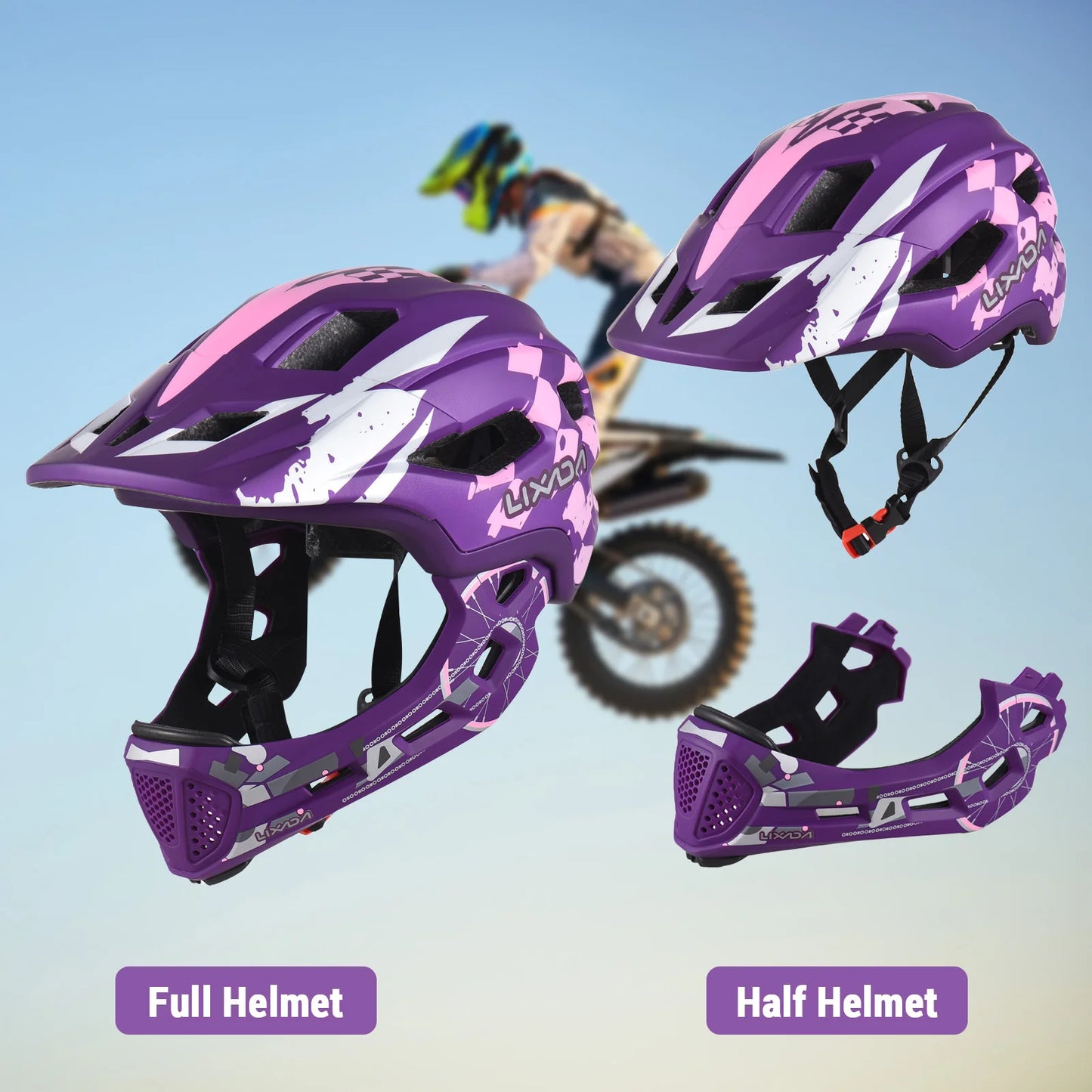 Kids Detachable Full Face Bicycle Helmet
