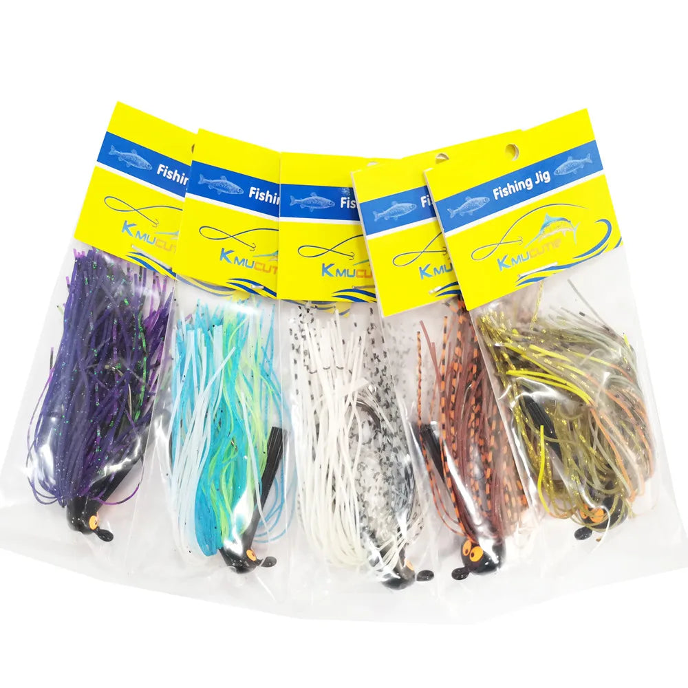 NoEnName Null 15pcs Bass Fishing Jigs Kit with Silicone Skirts